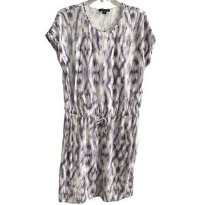 Hilary Radley Purple and White Sheath Dress with Dolman Sleeves medium pockets